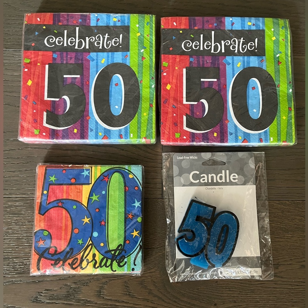 “50” birthday party supplies all new sealed